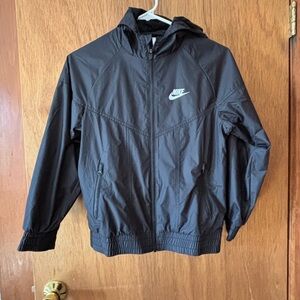 Nike Black Hooded Windbreaker with White Logo